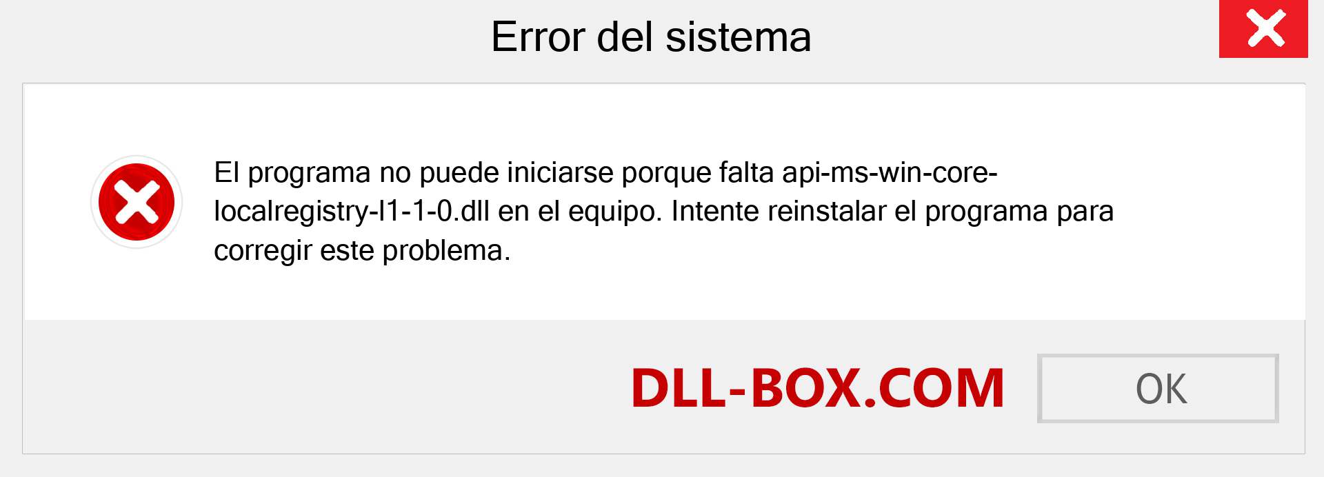 ¿Falta el archivo api-ms-win-core-localregistry-l1-1-0.dll ?. Descargar para Windows 7, 8, 10 - Corregir api-ms-win-core-localregistry-l1-1-0 dll Missing Error en Windows, fotos, imágenes